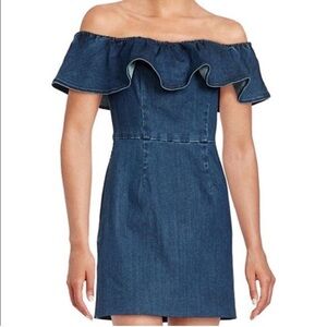 Kendall + Kylie Off-The-Shoulder Denim Mini Dress